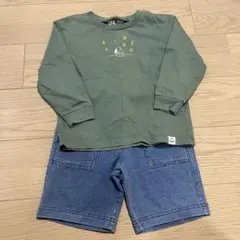 110㎝　2点セット　PEANUTS グリーン Tシャツ　ロンT 綿　半ズボン