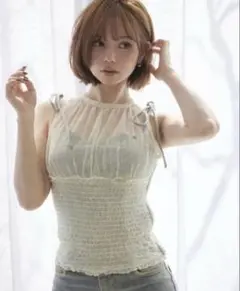andmary Paula lacey chiffon tops - メルカリ