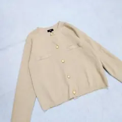 PLST レーヨンブレンドパールボタンラメカーディガン