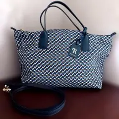 【訳あり】Roberta Pieri トートバッグ ネイビー/ホワイト