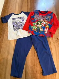 スーパーマリオブラザーズ蓄光パジャマ半袖長袖長ズボン120cm