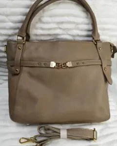 ベージュ　ハンドバッグ　ショルダーバッグ　2way　A4