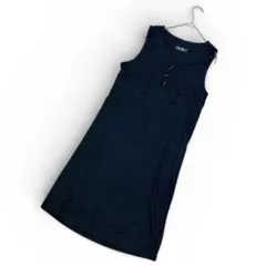 ノースリーブワンピース レイヤード ブラック 黒 上品 シンプル 膝丈 タイト