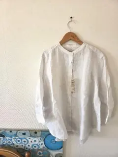 タグ付き。無印良品　洗いざらしリネンシャツ　M