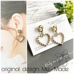 ゆうこ様専用　パール　ハートリング　モノトーン　ピアスイヤリング