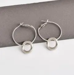 ピアス シルバー フープ ハンドメイド 韓国 シンプル #C132-3