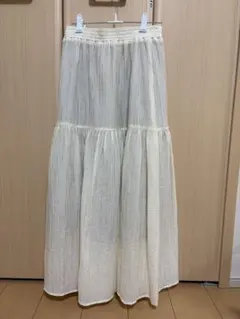 ラメ入り 切り替えスカート アイボリー