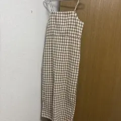チェックIラインワンピース （ブラウン）