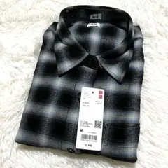 【新品】ユニクロ UNIQLO ブラックチェック 長袖シャツ M