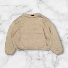 H&M DIVIDED ピンクベージュ クロップドニットセーター L ふんわり