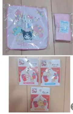 新品未使用　5点セット　サンリオグッズ　非売品エコバッグ　ハンカチ　キーホルダー