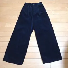 コーデュロイ ストレートワイドパンツ　ブラック