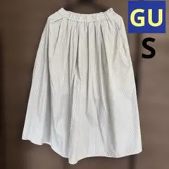 GU スカート　ロングスカート　スライプ　白　ボーダー