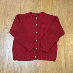 【美品】ニット トップス 赤ニット 長袖 前ボタン ニットカーディガン