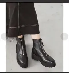 ブラックレザー厚底ショートブーツ Mサイズ