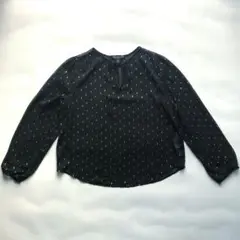 ★美品★バナナリパブリック シースルーブラウス L ブラック ゴールド ラメ