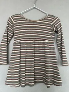 QUINCY MAE ストライプ 長袖ワンピース