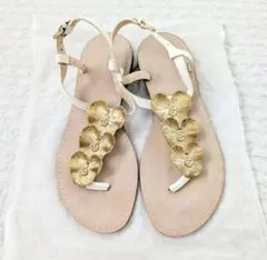 ZARA ゴールドフラワー フラットサンダル　39サイズ　25.5 26cmのサムネイル