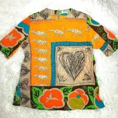 個性的 アート柄 トップス 半袖 シャツ 民族風