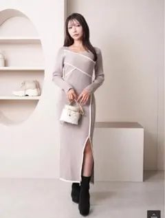 リップサービス バックリボンバイカラーラインワンピース