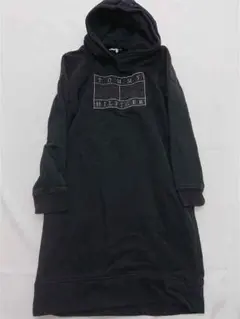 ◎ミー ヒルフィガー ロゴ刺繍 フーディーワンピース XS ブラック
