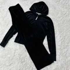 【c3408】UNIQLO ルームウェア　ベロア　セットアップ　ブラック