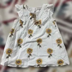 petit main ひまわり刺繍 ノースリーブワンピース