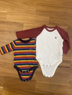 カラフルボーダー　ラグラン　2点セット（ロンパース）　50サイズ　70サイズ