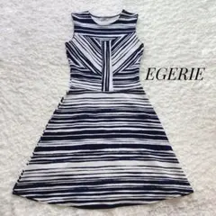 EGERIE　ボーダーフィット&フレアワンピース　ミモレ　膝下丈　定価16200
