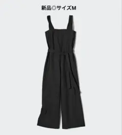 新品◎UNIQLO ユニクロ　リネンブレンドサロペット 黒　Mのサムネイル
