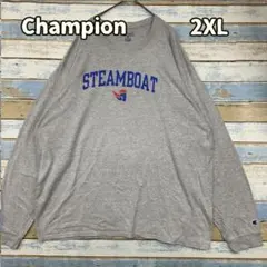 チャンピオン メンズ 長袖 Tシャツ グレー 2XL 秋 普段着【き132】のサムネイル