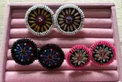 イヤリング　３点セット　ハンドメイド　大ぶり　ビーズ