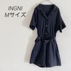 INGNI ベルト付きオールインワン ブラック レーヨン ポリエステル ナイロンのサムネイル