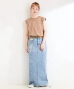 ウォッシャブル /DU JOUR/LEAN GLITTER JEAN SKIRT
