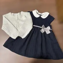 petit mainフォーマルワンピース H＆Mラメカーディガン 90