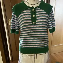 ZARAストライプニットトップス 半袖