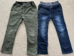 カーキ・ネイビー 2本セット長ズボン サイズ110