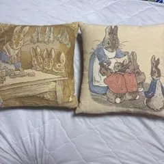 【フランス製】Peter Rabbit ゴブラン織りクッション ベージュ