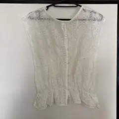ホワイト レース ノースリーブシャツ