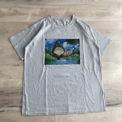 となりのトトロ　海外ファンアート　ジブリTシャツ　ライトグレー