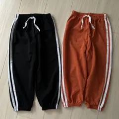 キッズ パンツ 2枚セット 4Y サイドライン ジョガー　100-110