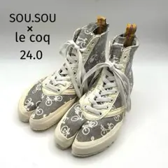 SOU・SOU×ルコック 足袋スニーカー　シューズ　24.0 自転車柄 日本製のサムネイル