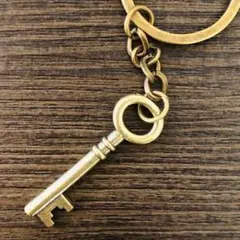 真鍮 キーホルダー 幸運の鍵 開け夢の扉 チャーム シンプル アンティークレトロ