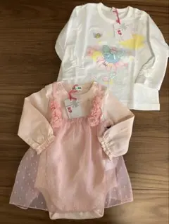 【新品未使用】KP 長袖Tシャツ・チュニック＆ロンパースセット　70〜80サイズ