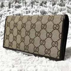 希少✨良品✨GUCCI グッチ　GG キャンバス　長財布　ウォレット　フラップ