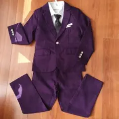パープル チェックフォーマルスーツ　キッズ110cm