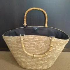 ストローバッグ バンブーハンドル オーバル型