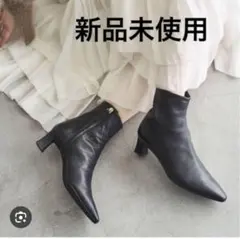 ルタロン レザーナロースクエアソフトショートブーツ ブラック L