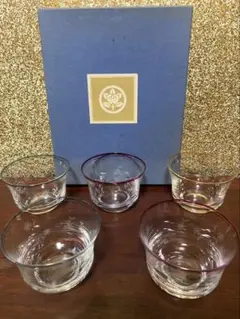 たち吉 冷茶グラス 5客セット 箱付き 縁色違い ガラスグラス