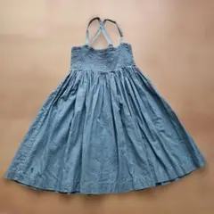 ☆POLO RALPH LAUREN☆ブルーコットンフレアワンピース美品１２０☆
